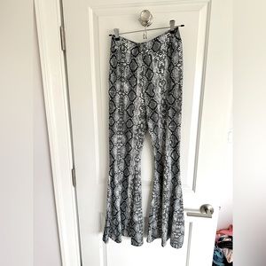Entro Flare Black and White Snake Skin Pants High Waisted